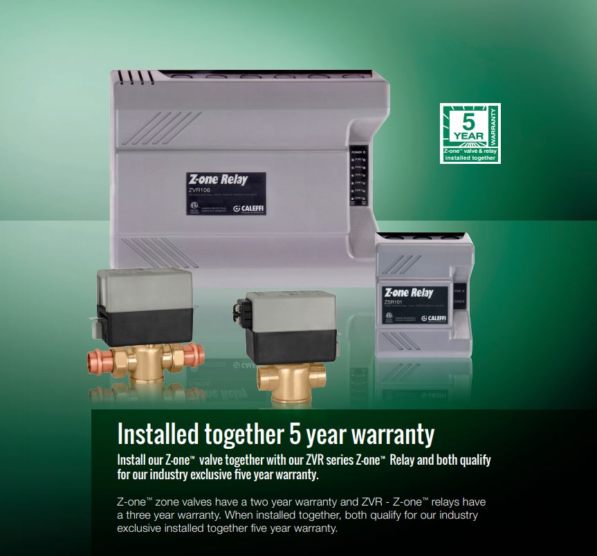 Caleffi ZSR and ZVR warranty