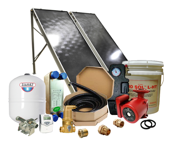 Solar Hot Water Retrofit Kit - 2 Flat Plate Collectors