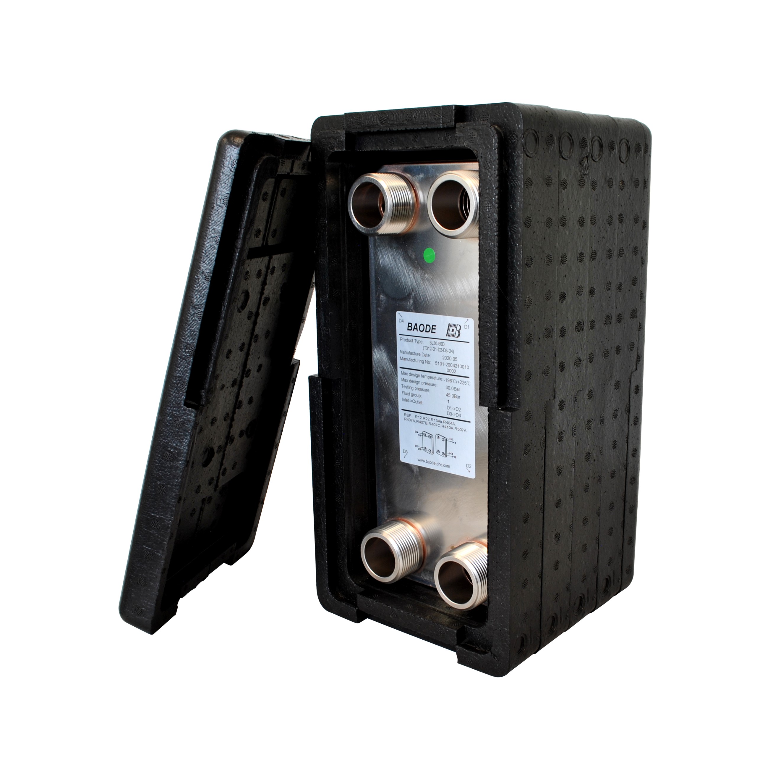 Baode BL26C Flat Plate Heat Exchanger - 50 Plate With Insulation Kit - 1.25