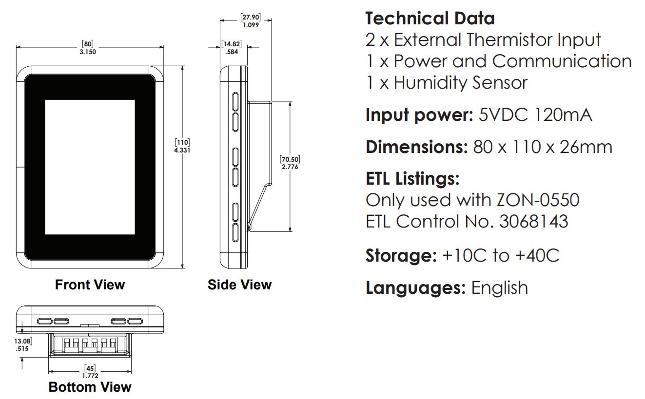 HBX THM-0500 Tech data and dimensions